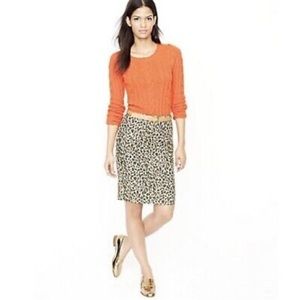 J. Crew Linen Cotton Pencil Skirt in Leopard Print
